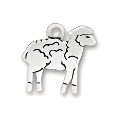 Sterling Silver Lamb Charm featuring a detailed design of a standing lamb with textured wool.