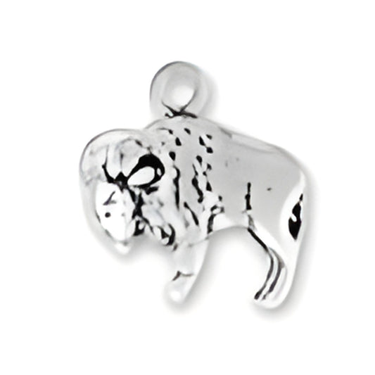 Sterling Silver Large Buffalo Charm, featuring detailed buffalo design with a polished finish.