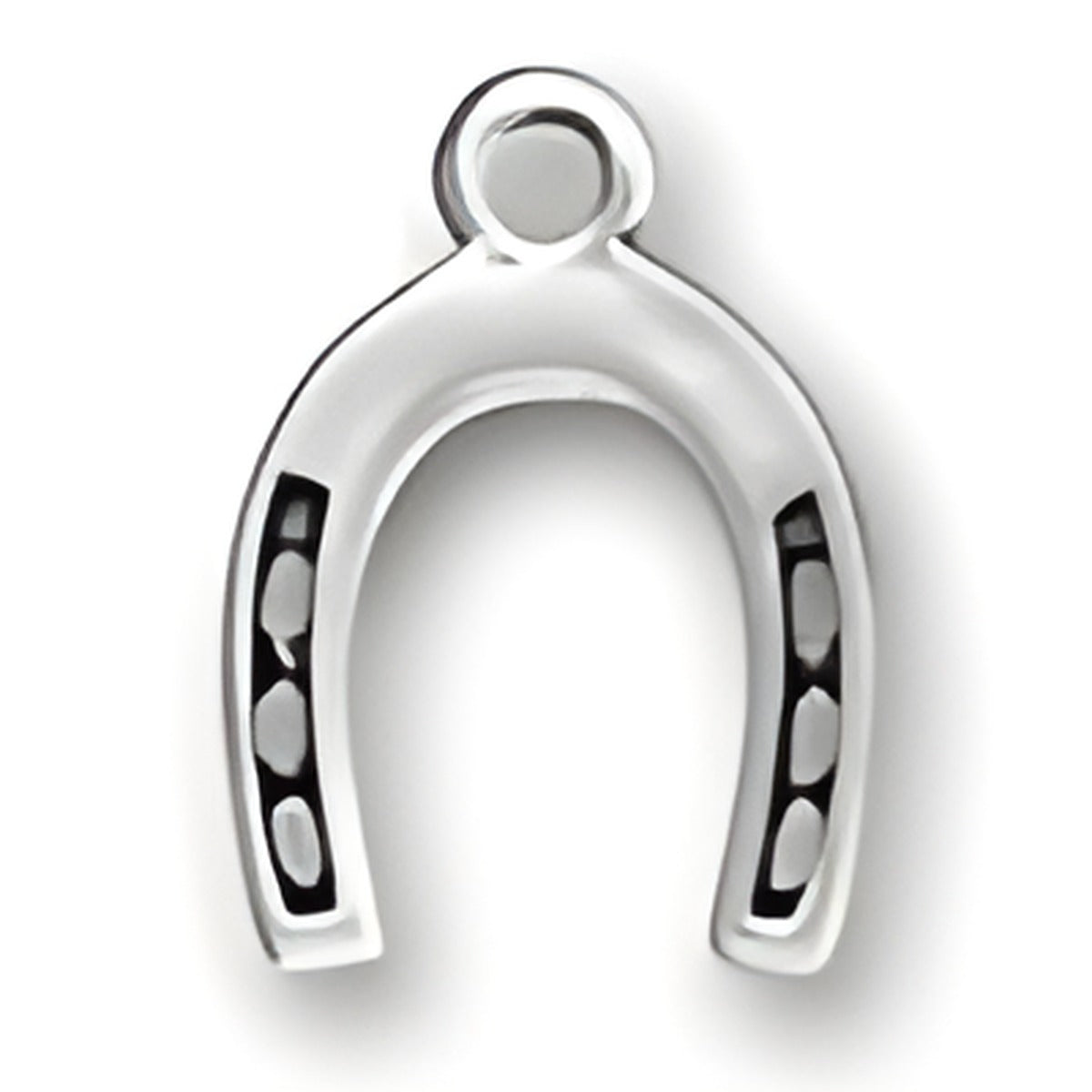 Sterling Silver Large Horseshoe Charm featuring a polished finish and cut-out details on the sides.