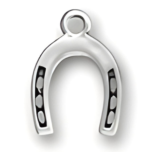 Sterling Silver Large Horseshoe Charm featuring a polished finish and cut-out details on the sides.