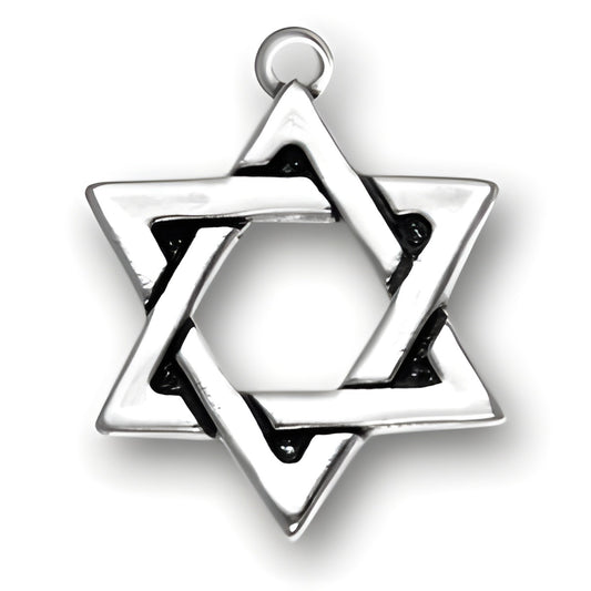 Sterling Silver Large Star of David Charm featuring a detailed, interlocking star design with a polished finish.