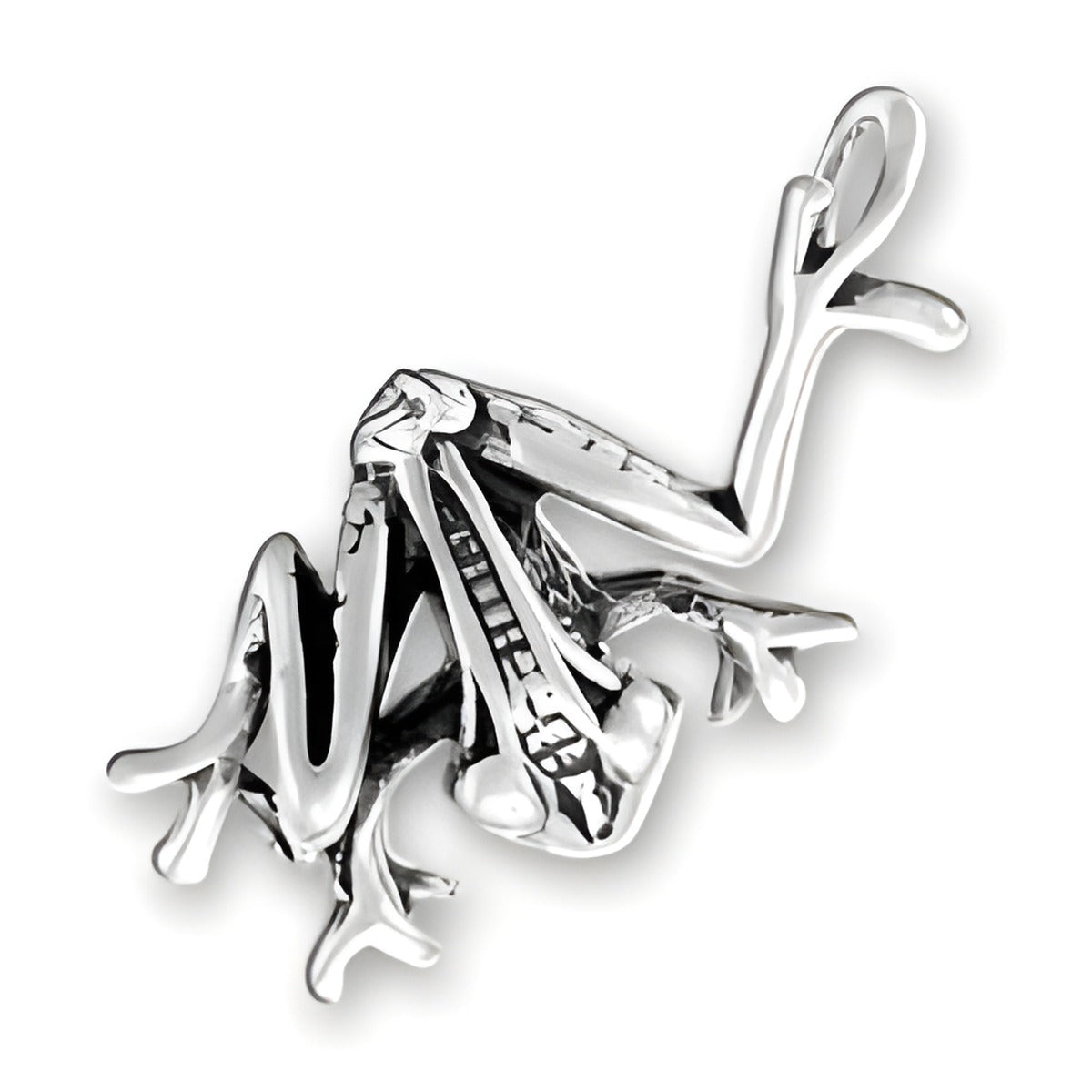 Charm Factory Sterling Silver Large Tree Frog Charm features intricate detailing and a realistic pose, perfect for charm bracelets.