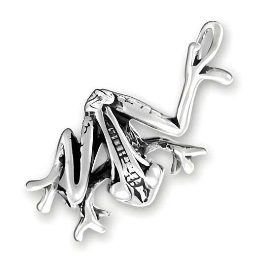 Charm Factory Sterling Silver Large Tree Frog Charm features intricate detailing and a realistic pose, perfect for charm bracelets.