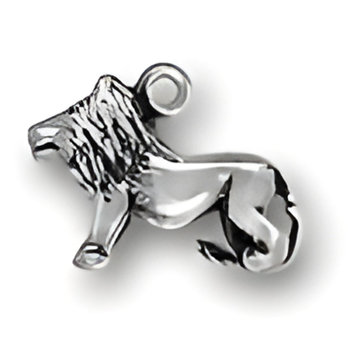 Sterling Silver Leo Lion Charm featuring a detailed lion design, showcasing its mane and body in a polished finish.
