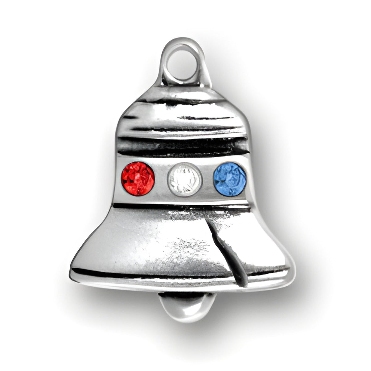 Sterling Silver Liberty Bell with Crystals Alt view.