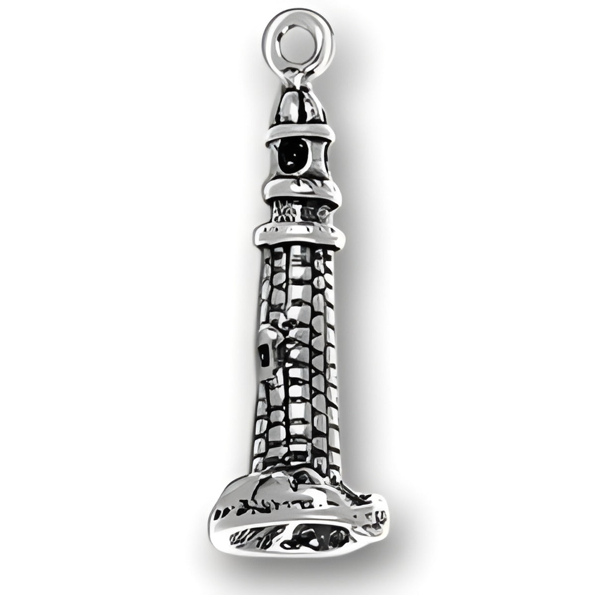 Charm Factory Sterling Silver Lighthouse Charm featuring intricate detailing and a polished finish.
