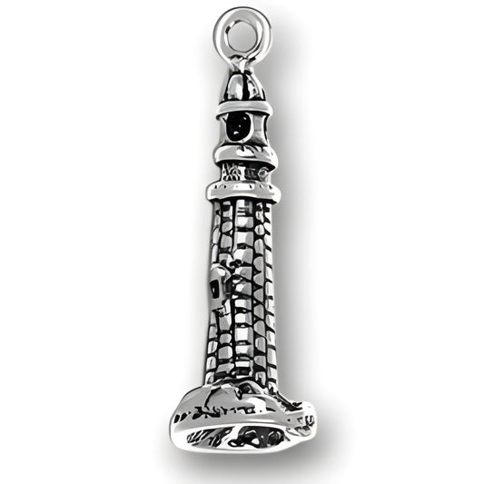 Charm Factory Sterling Silver Lighthouse Charm featuring intricate detailing and a polished finish.