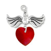 Sterling Silver Love Taking Flight charm featuring wings and a garnet crystal heart.