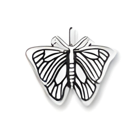 Sterling Silver Morpho Butterfly Charm featuring intricate cut-out wing designs and a polished finish.