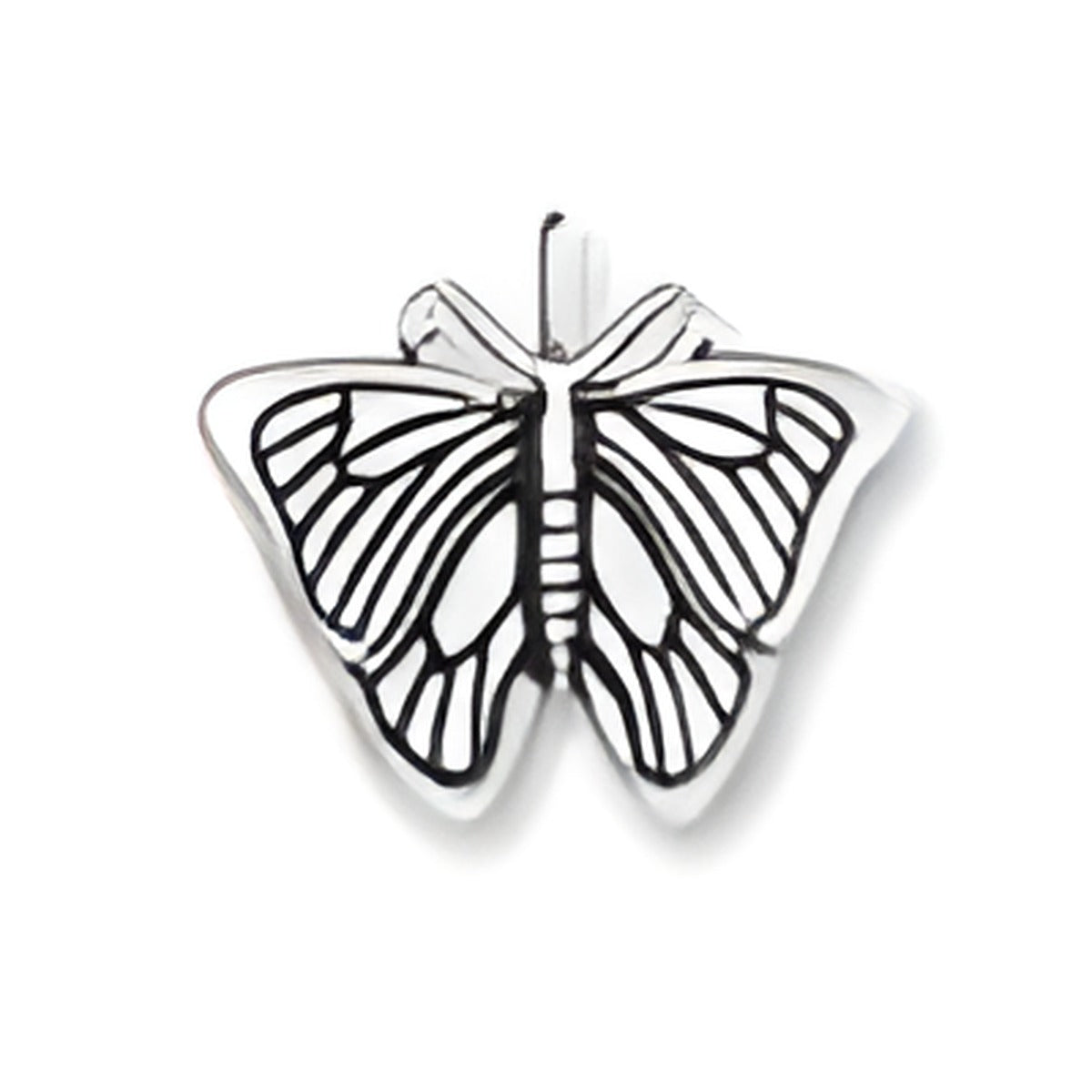 Sterling Silver Morpho Butterfly Charm featuring intricate cut-out wing designs and a polished finish.