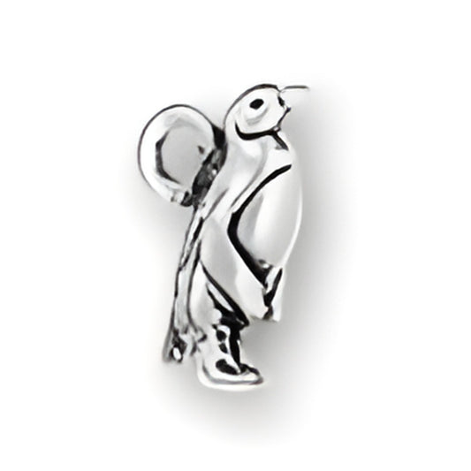 Sterling Silver Penguin Charm, featuring a detailed penguin design with a polished finish. Alt view.