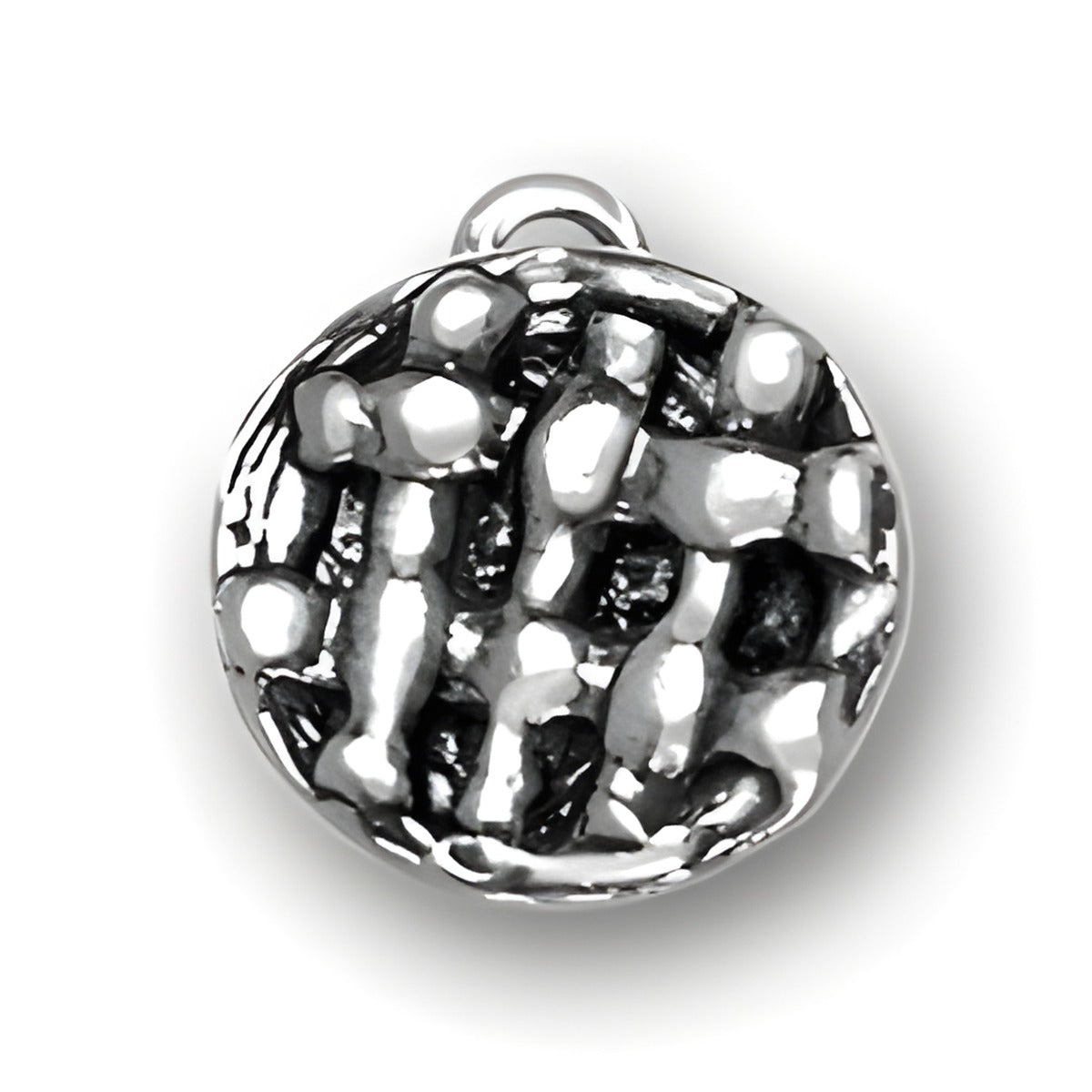 Sterling Silver Pie Charm featuring a detailed, textured design resembling a pie crust.