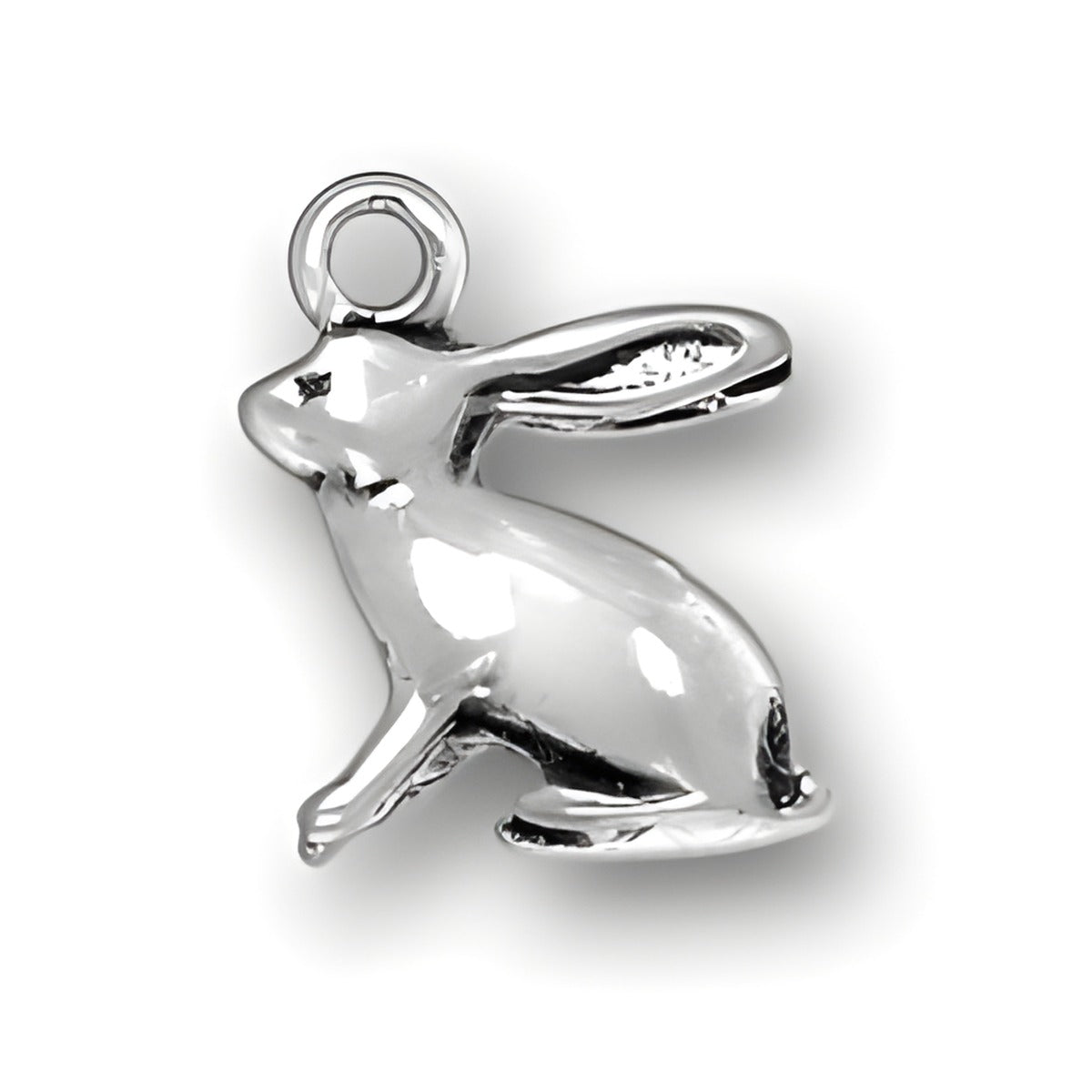 Charm Factory Sterling Silver Rabbit Charm, featuring a detailed rabbit design with a polished finish.