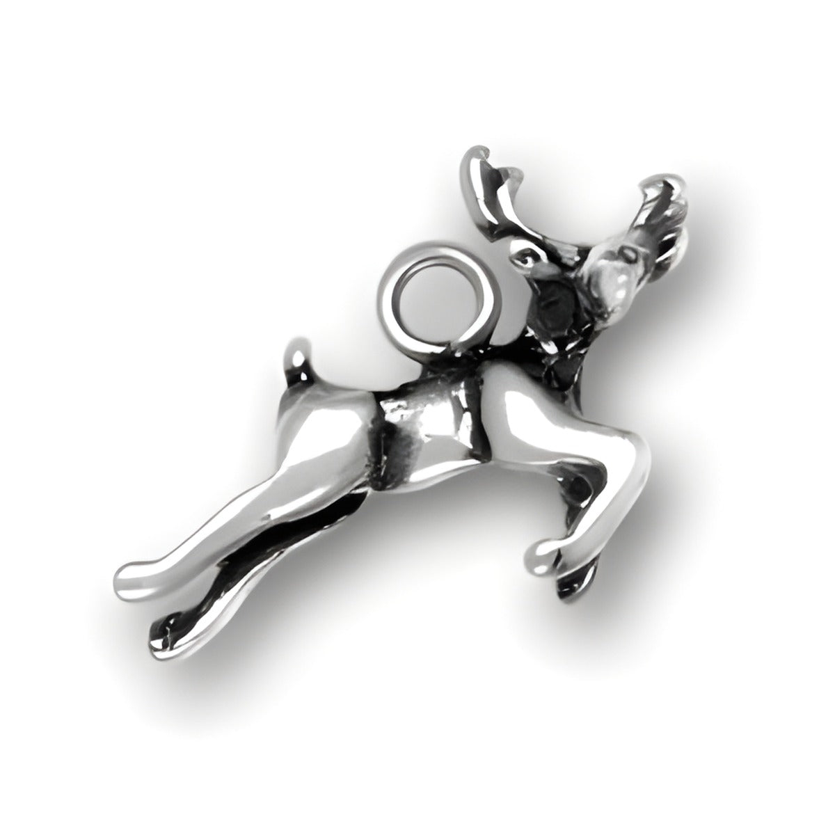 Sterling Silver Reindeer Charm Alt view.