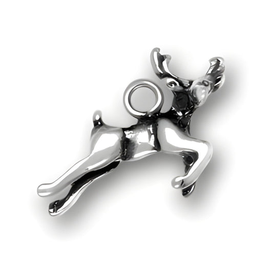 Sterling Silver Reindeer Charm Alt view.