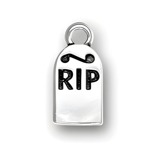 Sterling Silver RIP Headstone Charm Alt view.