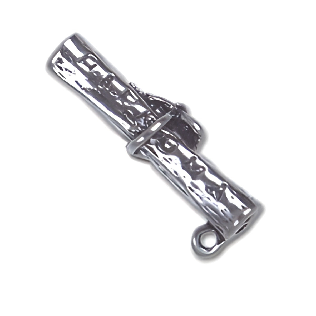 Sterling Silver Rolled Diploma Charm featuring intricate detailing and a loop for attachment.