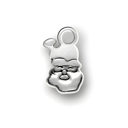 Sterling Silver Santa Claus Charm featuring a detailed depiction of Santa's face and hat.
