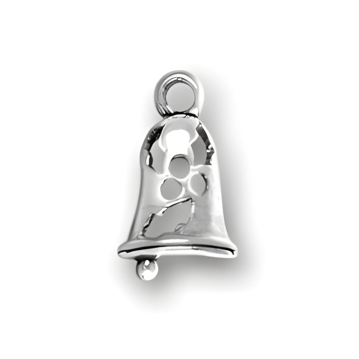 Sterling Silver Small Christmas Bell Charm featuring a classic bell shape with a polished finish and a small clapper.
