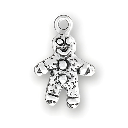 Sterling Silver Small Gingerbread Man Charm Alt view.