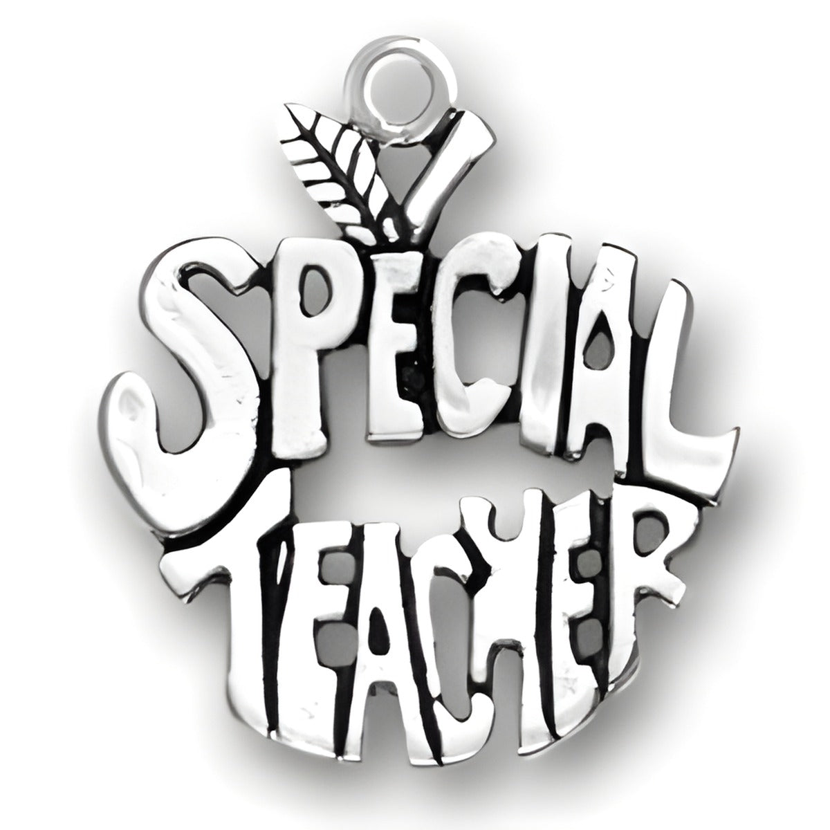 Sterling Silver Special Teacher Apple Charm Alt view.
