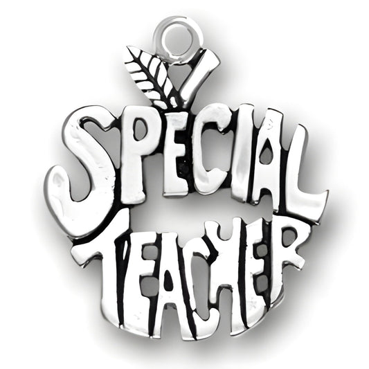 Sterling Silver Special Teacher Apple Charm Alt view.
