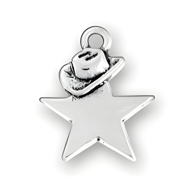 Charm Factory Sterling Silver Star Hat Charm featuring a star shape with a cowboy hat on top.
