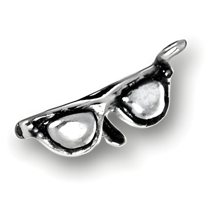 Sterling Silver Sunglasses Charm featuring detailed design with shiny lenses and frame, crafted from sterling silver.