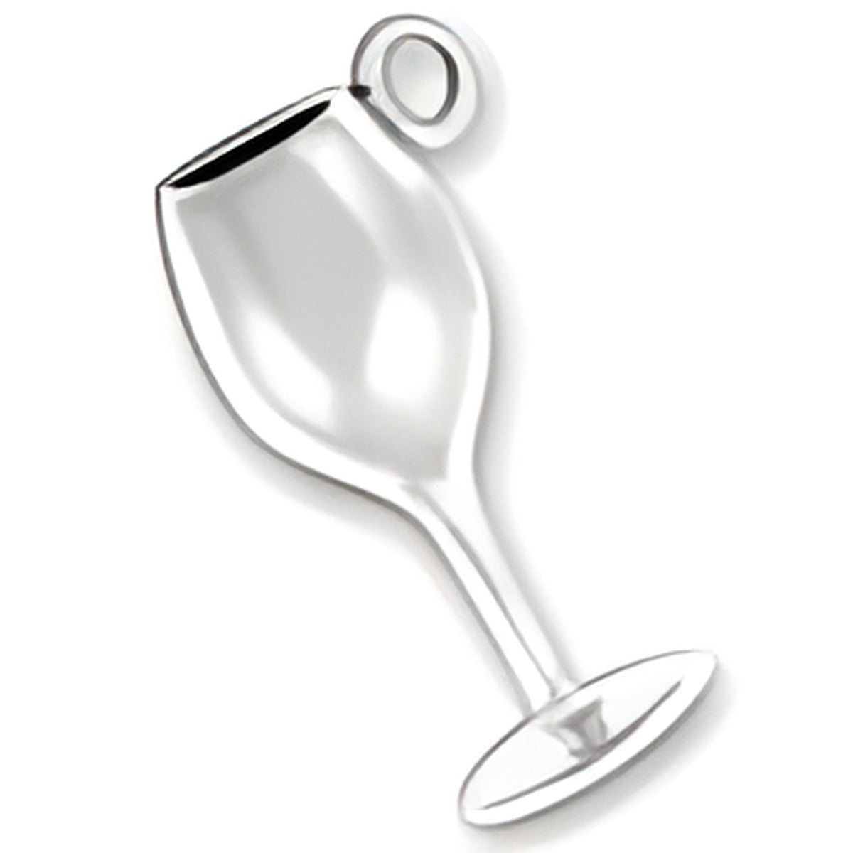 Sterling Silver Wine Glass Charm, featuring a detailed design of a wine glass with a loop for attachment.