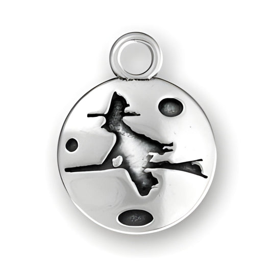 Sterling Silver Witch on Broom Charm Alt view.
