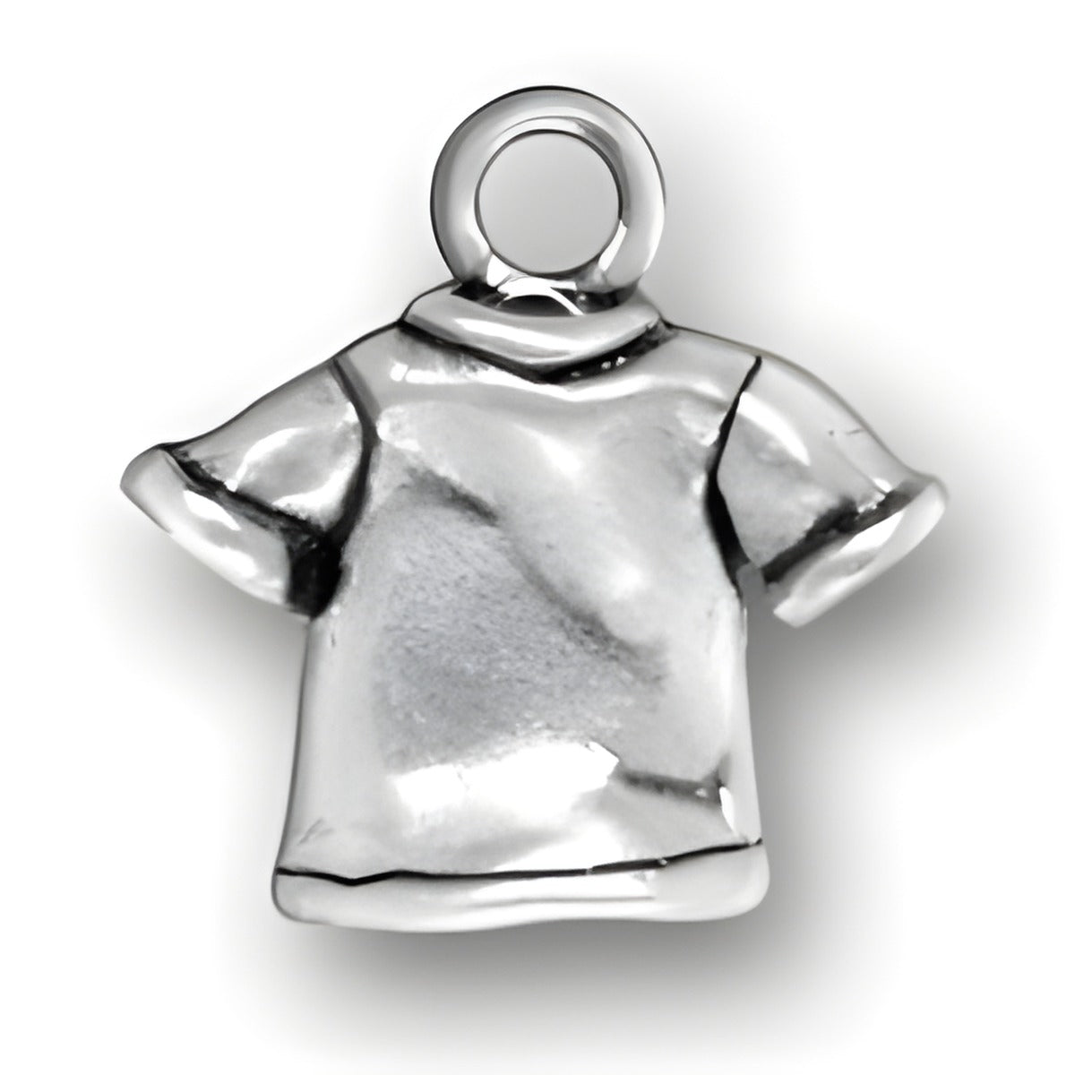 Charm Factory T-Shirt Charm made of silver, featuring a detailed design of a short-sleeve t-shirt.