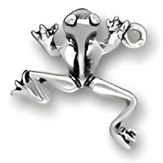 Charm Factory Tree Frog Charm, crafted from sterling silver, features a detailed frog design with outstretched limbs.