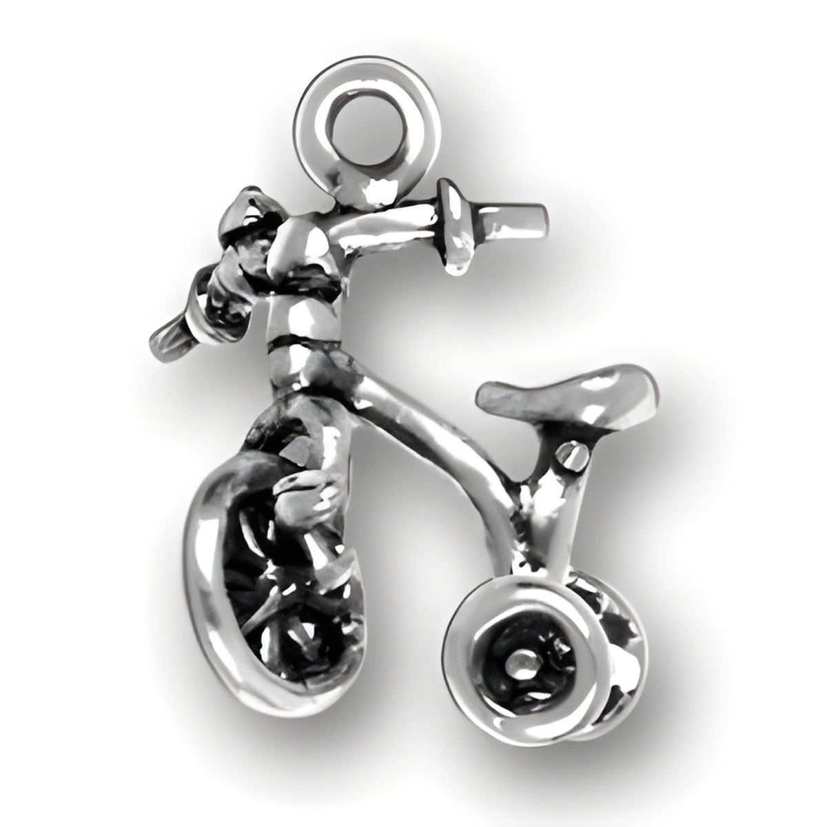 Charm Factory Tricycle Charm, crafted from sterling silver, features detailed design with handlebars and wheels.