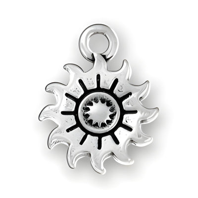 Triple Sun Charm made of sterling silver featuring a sun design with rays and a central circular detail.