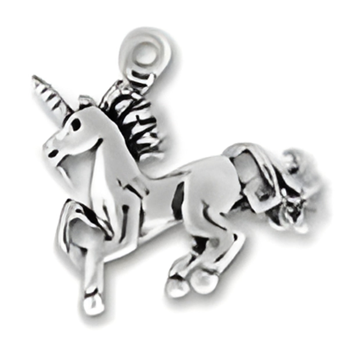 Charm Factory Unicorn Charm, crafted from sterling silver, featuring a detailed unicorn design with a raised mane.