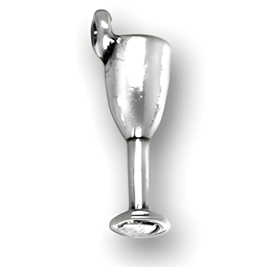 Charm Factory Wine Glass Charm, made of polished metal, featuring a detailed wine glass design.