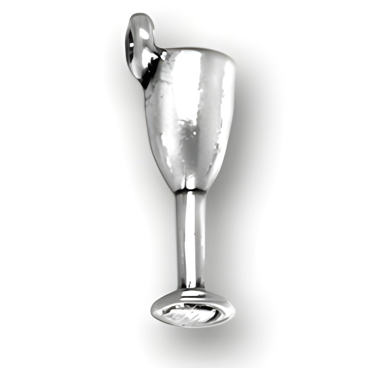 Charm Factory Wine Glass Charm, made of polished metal, featuring a detailed wine glass design.