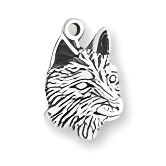 Charm Factory Wolf Head Charm made of silver-tone metal, featuring detailed engravings of a wolf's face.