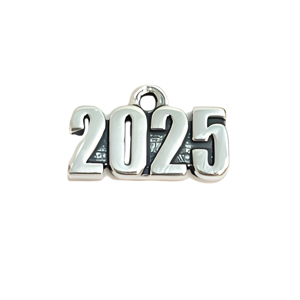 Charm Factory Year 2025 Charm made of shiny silver-tone metal, featuring bold '2025' numbers.