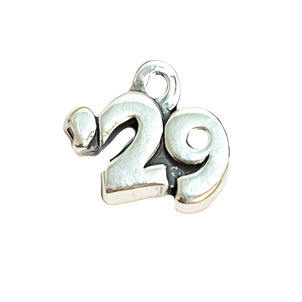 Charm Factory Year '29 Charm made of polished silver-tone metal, featuring the number 29 in a stylish design.
